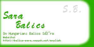 sara balics business card